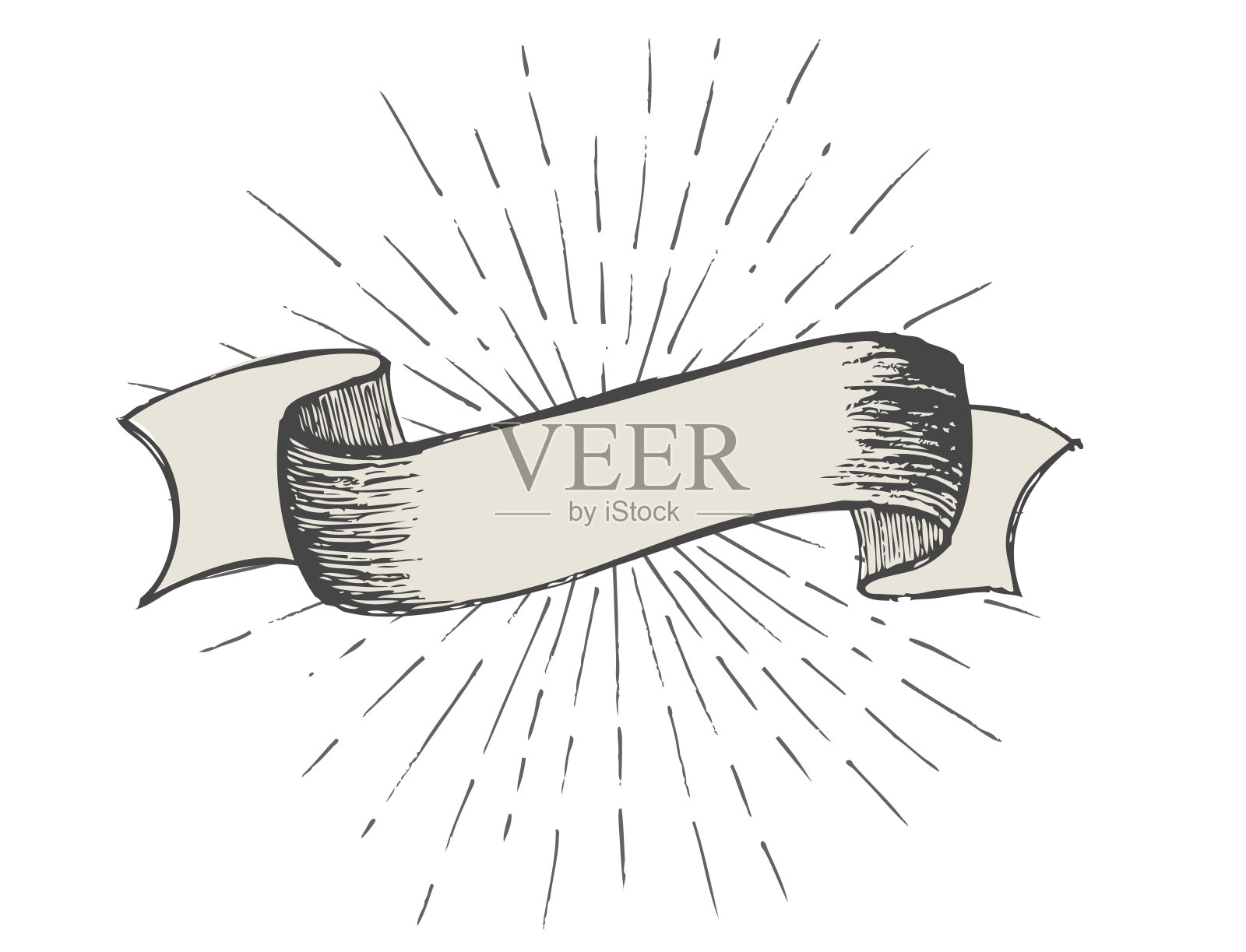 彩带横幅集手绘。矢量插图。插画图片素材