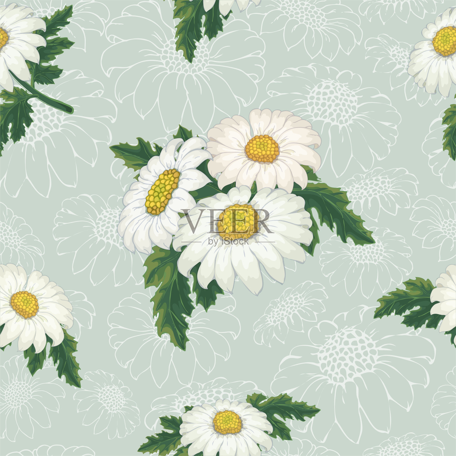 载体菊花无缝模式插画图片素材