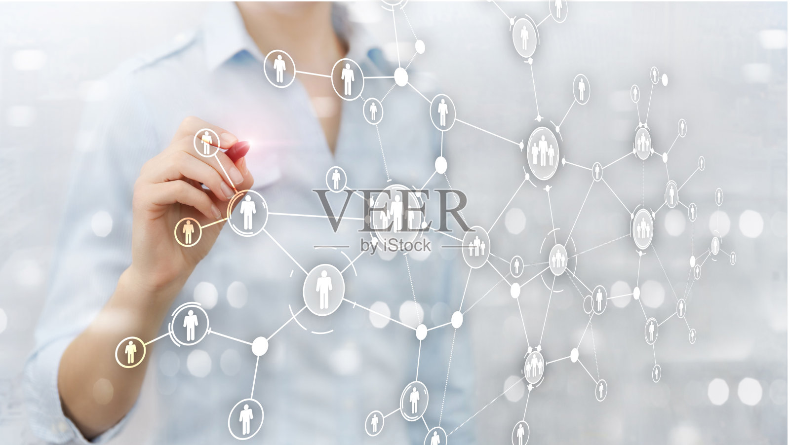 人力资源管理人员关系组织结构虚拟屏幕混合媒体双重曝光照片摄影图片