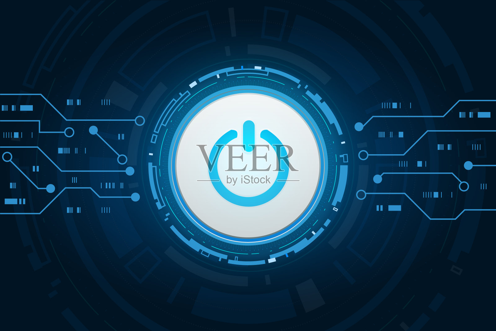 矢量技术电源按钮抽象,科幻未来的用户界面,插画图片素材