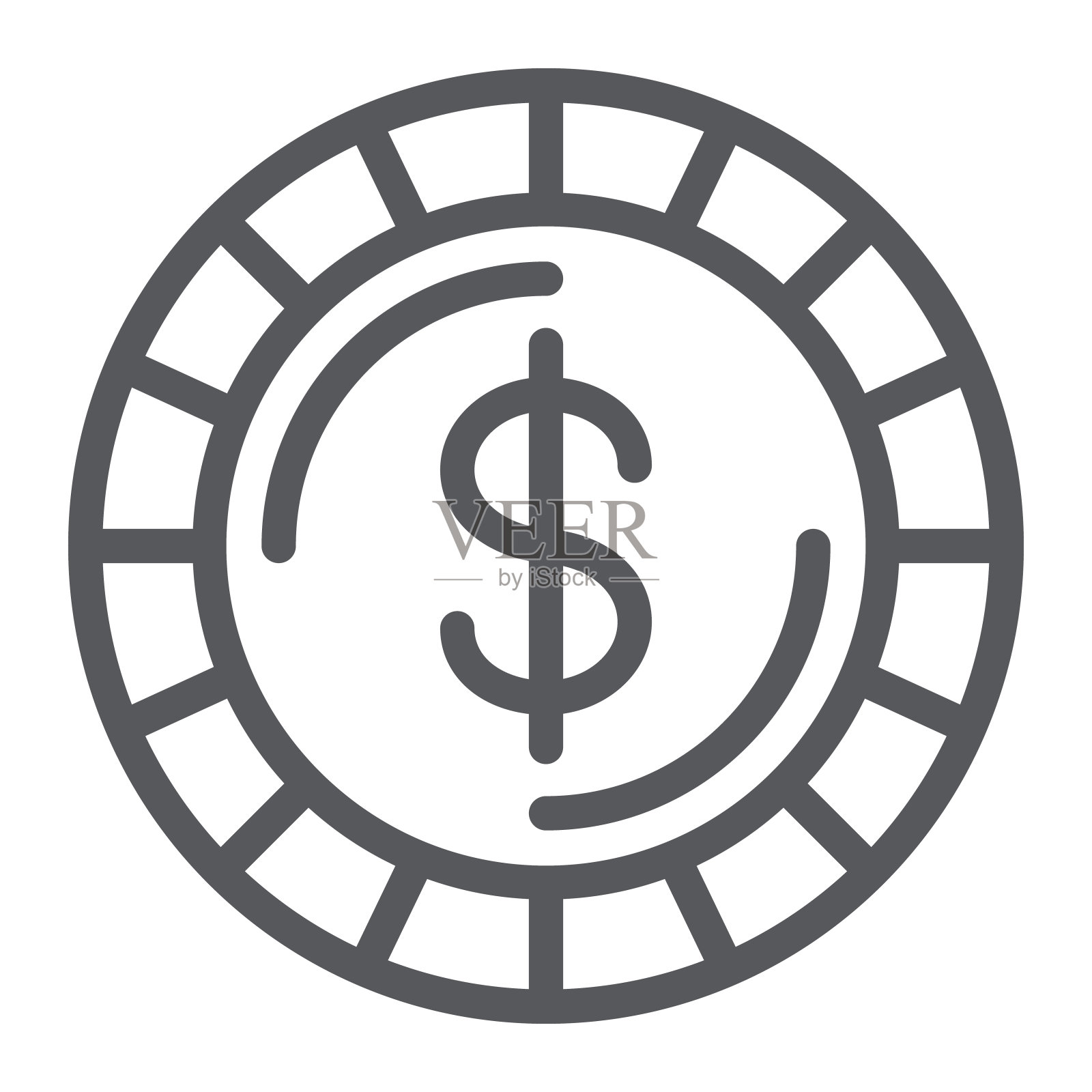 钱币钱币线图标,金融和钱币,分符号,矢量图形,白色背景上的线性图案。图标素材