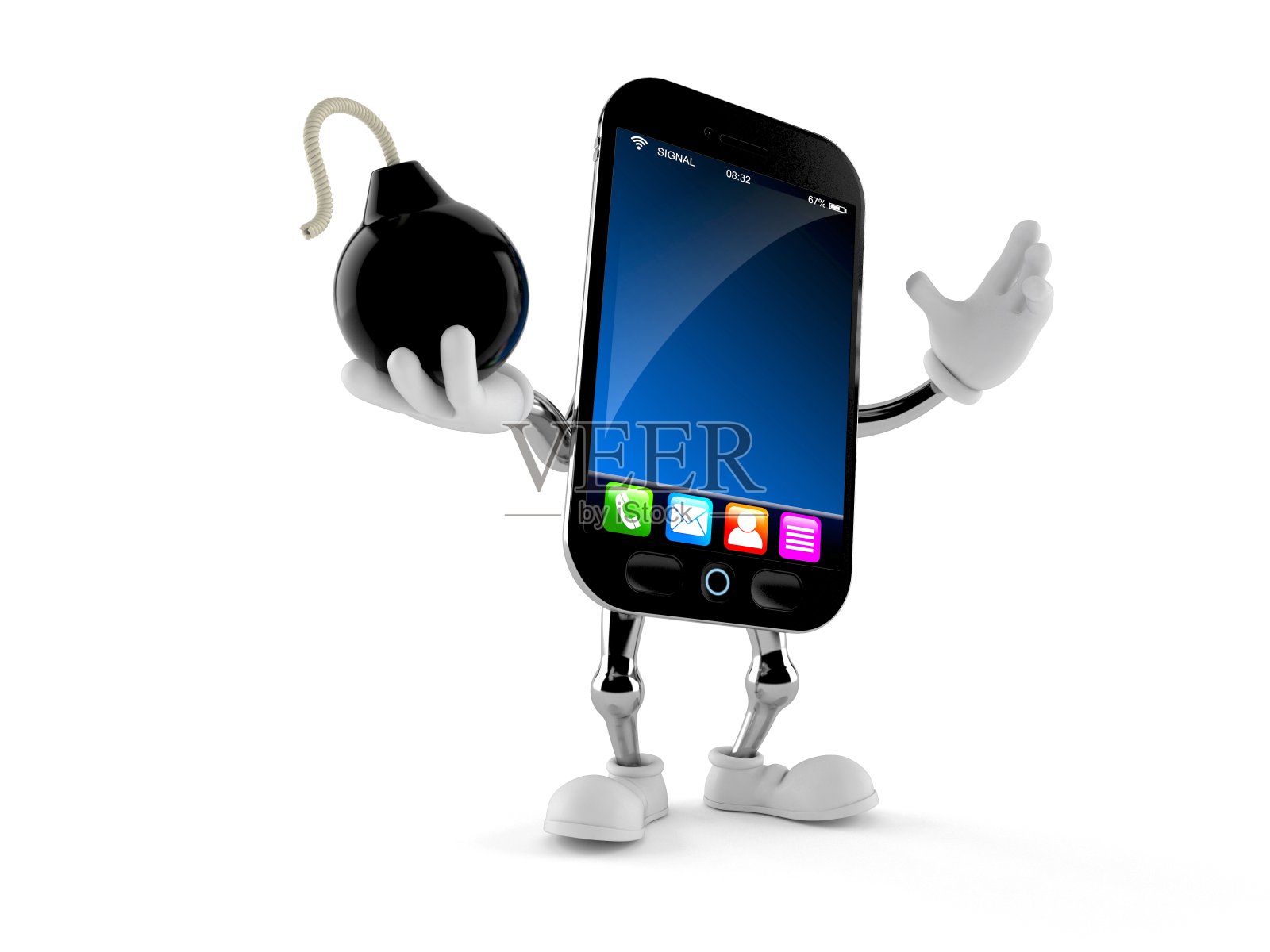 智能手机字符持有炸弹照片摄影图片