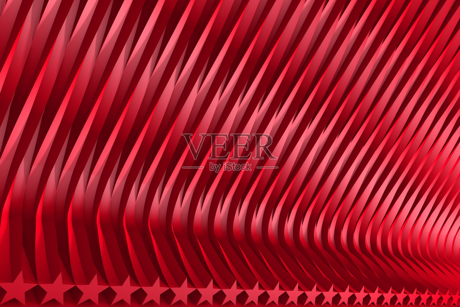 高科技红色的抽象背景三维插图-体积表面形成挤压星形状,庆祝概念照片摄影图片