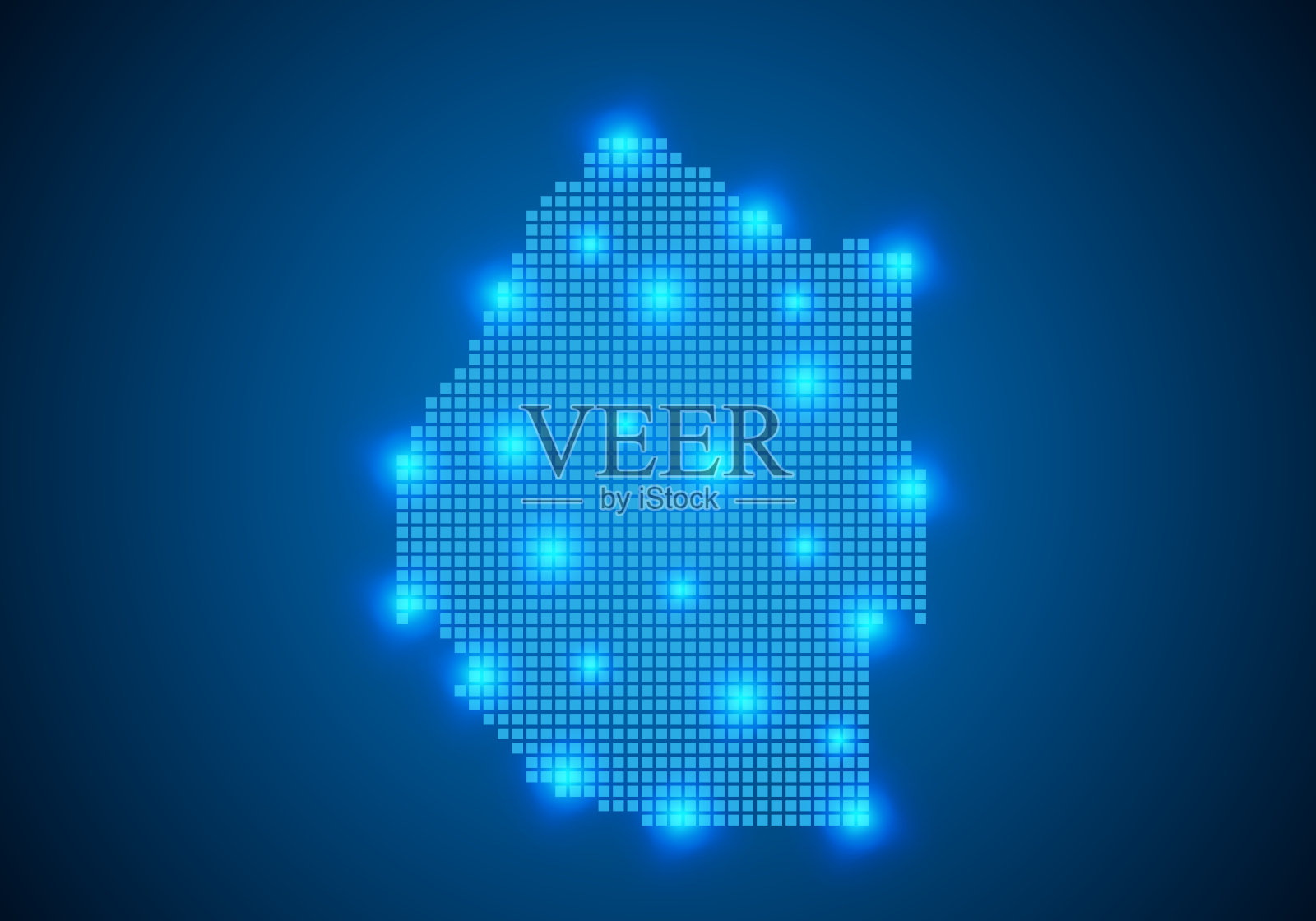 抽象的蓝色背景与地图,互联网线,连接点。用点节点映射。全球网络连接概念。线框三维网格多边形网线。向量。插画图片素材