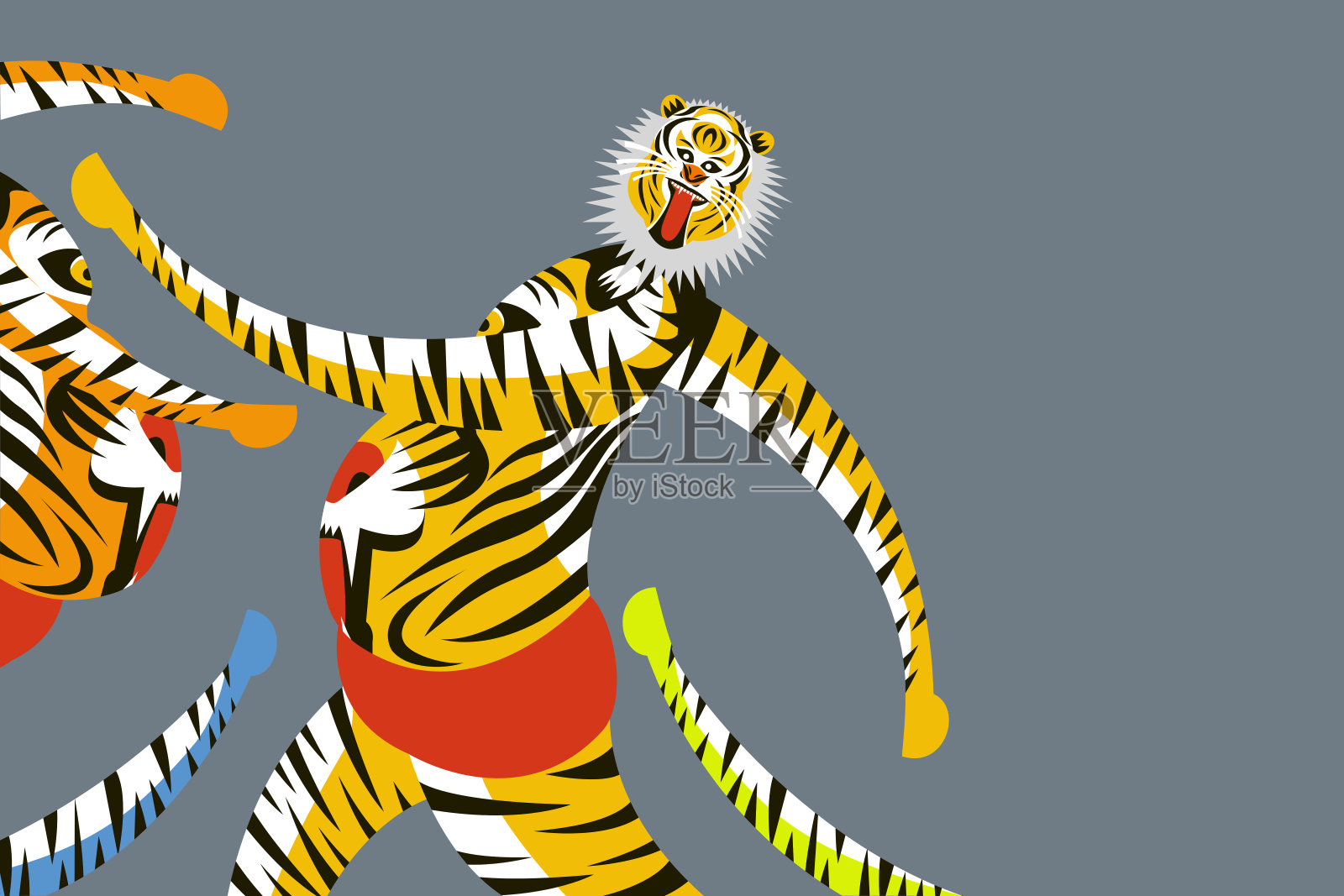 印度喀拉拉邦的老虎舞。阿南节的概念插画图片素材