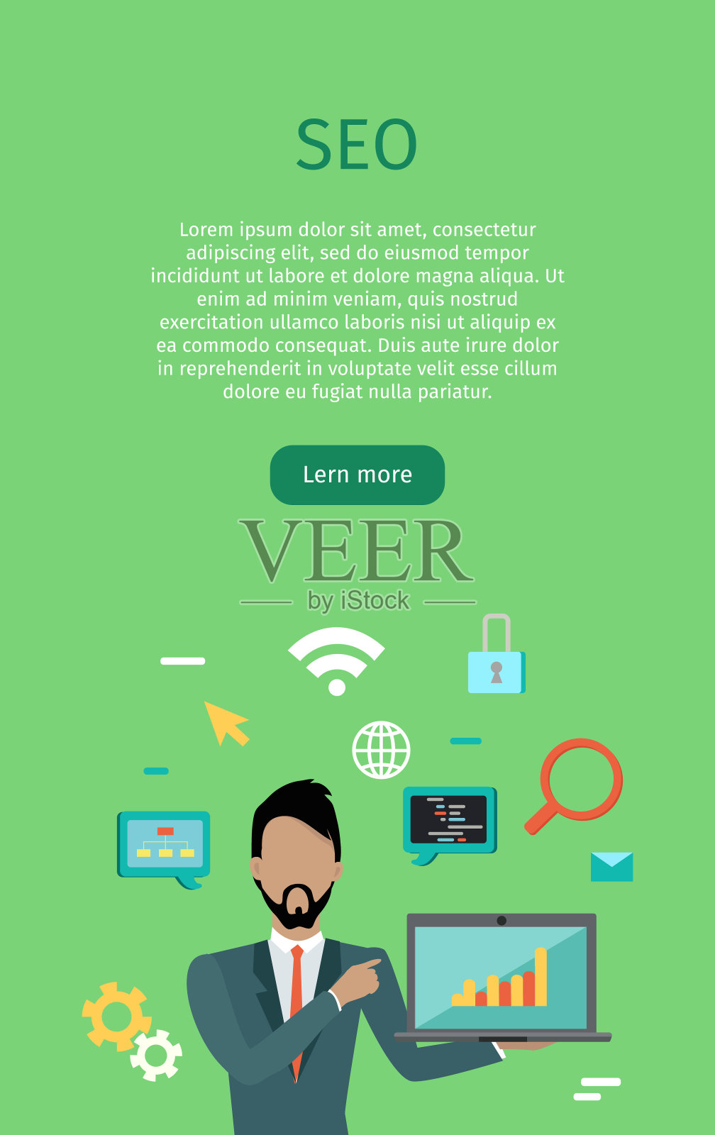 SEO概念矢量网页横幅在平面风格插画图片素材