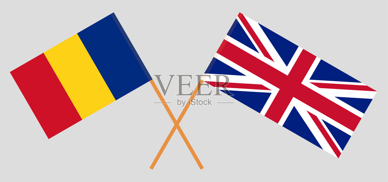 英国和罗马尼亚。英国和罗马尼亚国旗插画图片素材