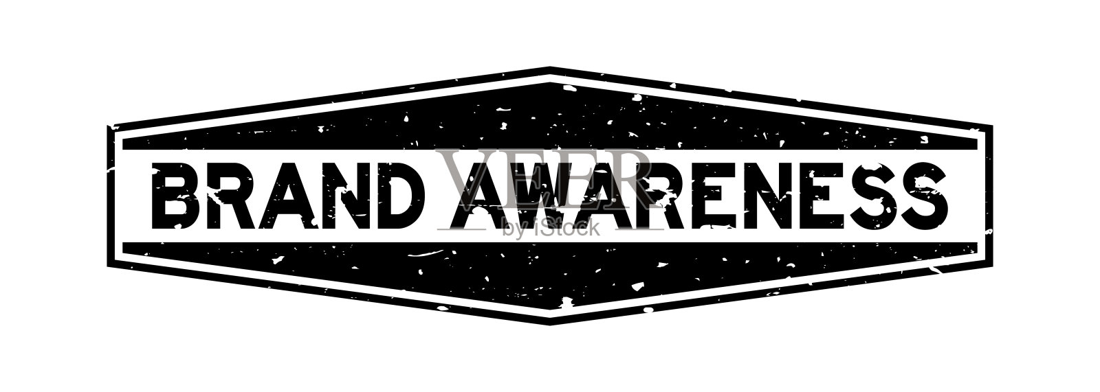 Grunge黑色品牌意识字六边形橡胶密封邮票在白色背景插画图片素材