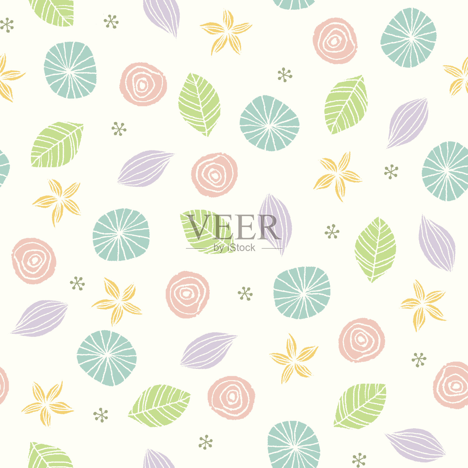 斯堪的纳维亚风格可爱的植物图案插画图片素材