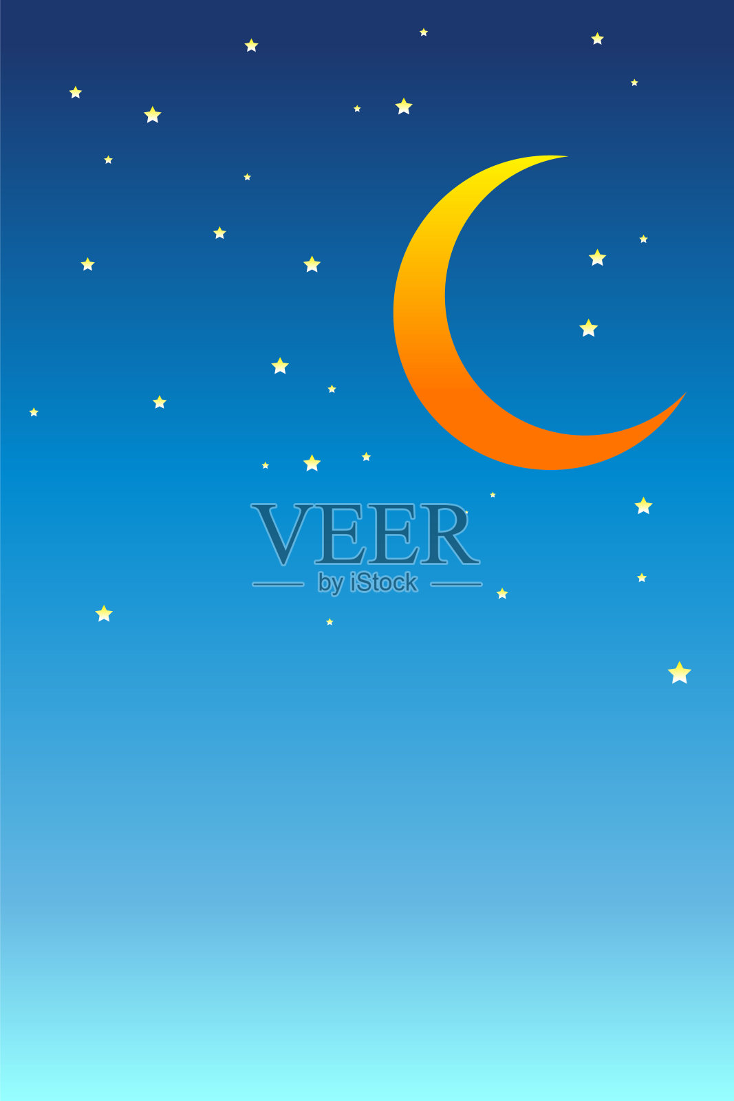 新月和星星在夜空中插画图片素材