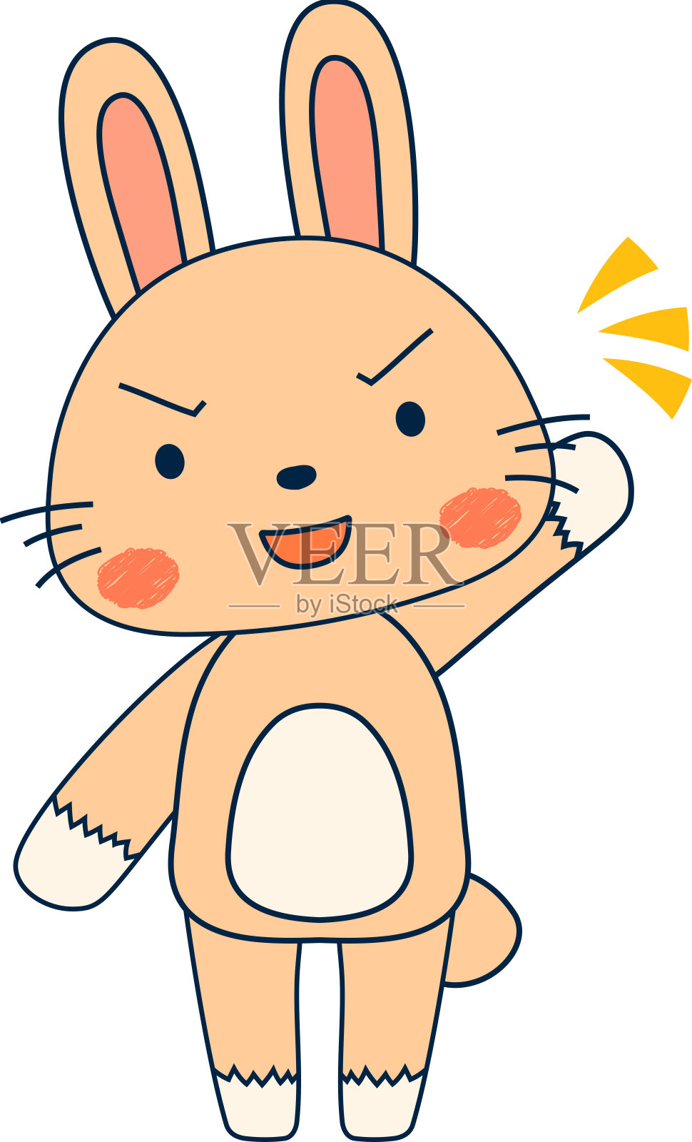 全长插图的可爱的棕色兔子的角色设计元素图片