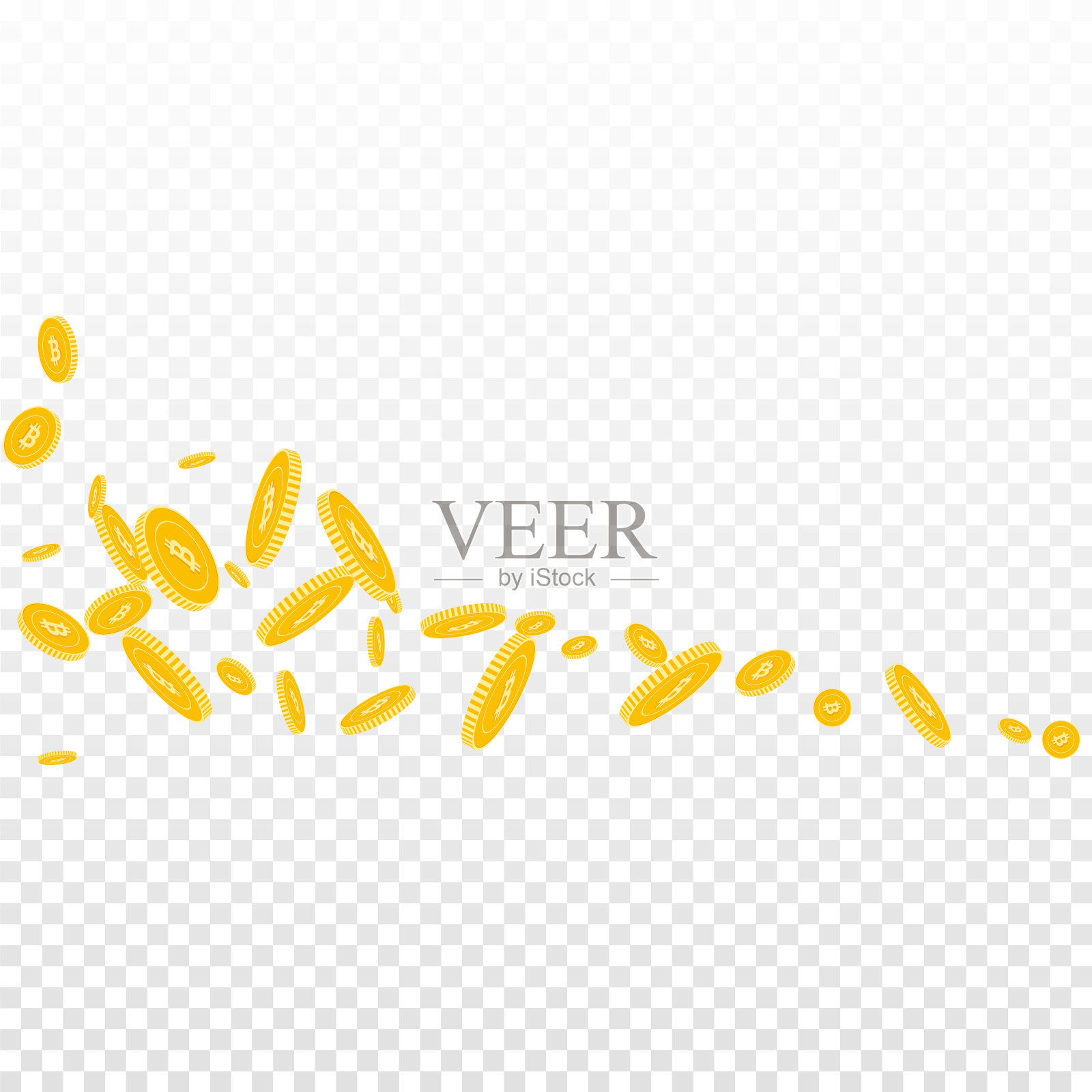 比特币,互联网货币硬币下跌。Scattere插画图片素材