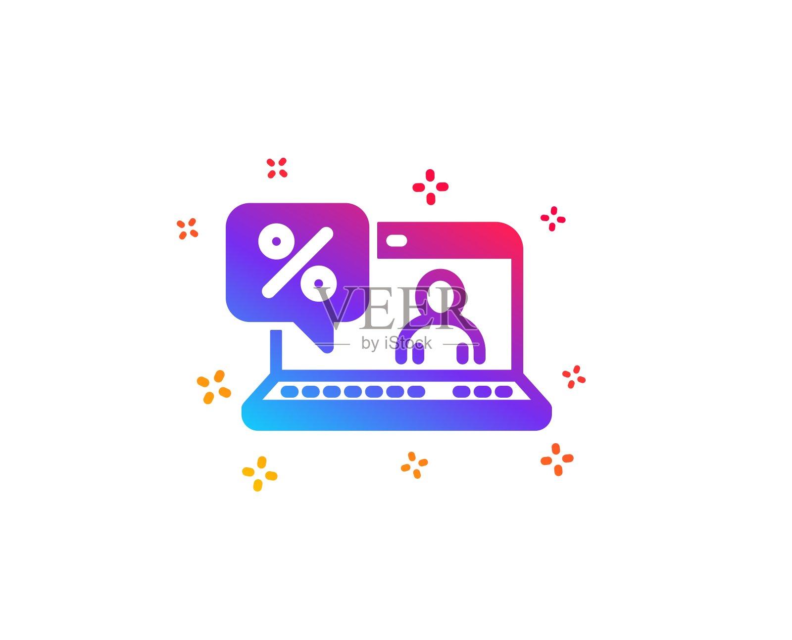 网上贷款百分比图标。折扣的迹象。向量插画图片素材