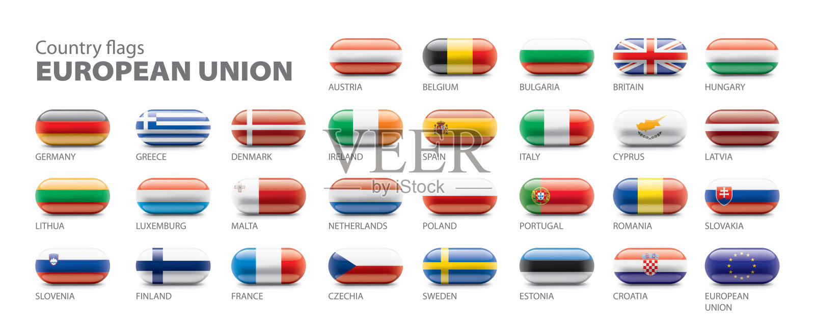 欧盟的旗帜。矢量插图。插画图片素材