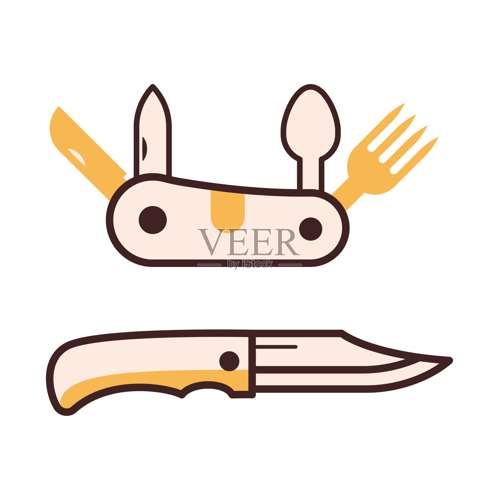 折叠旅游刀图标插画图片素材