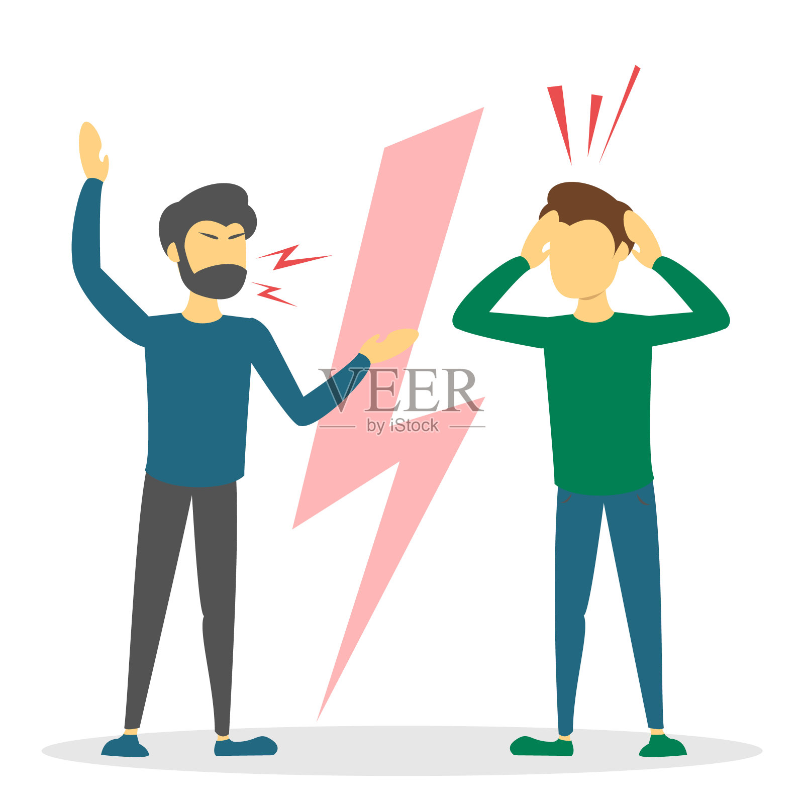 愤怒的说。人们叫喊着打架插画图片素材