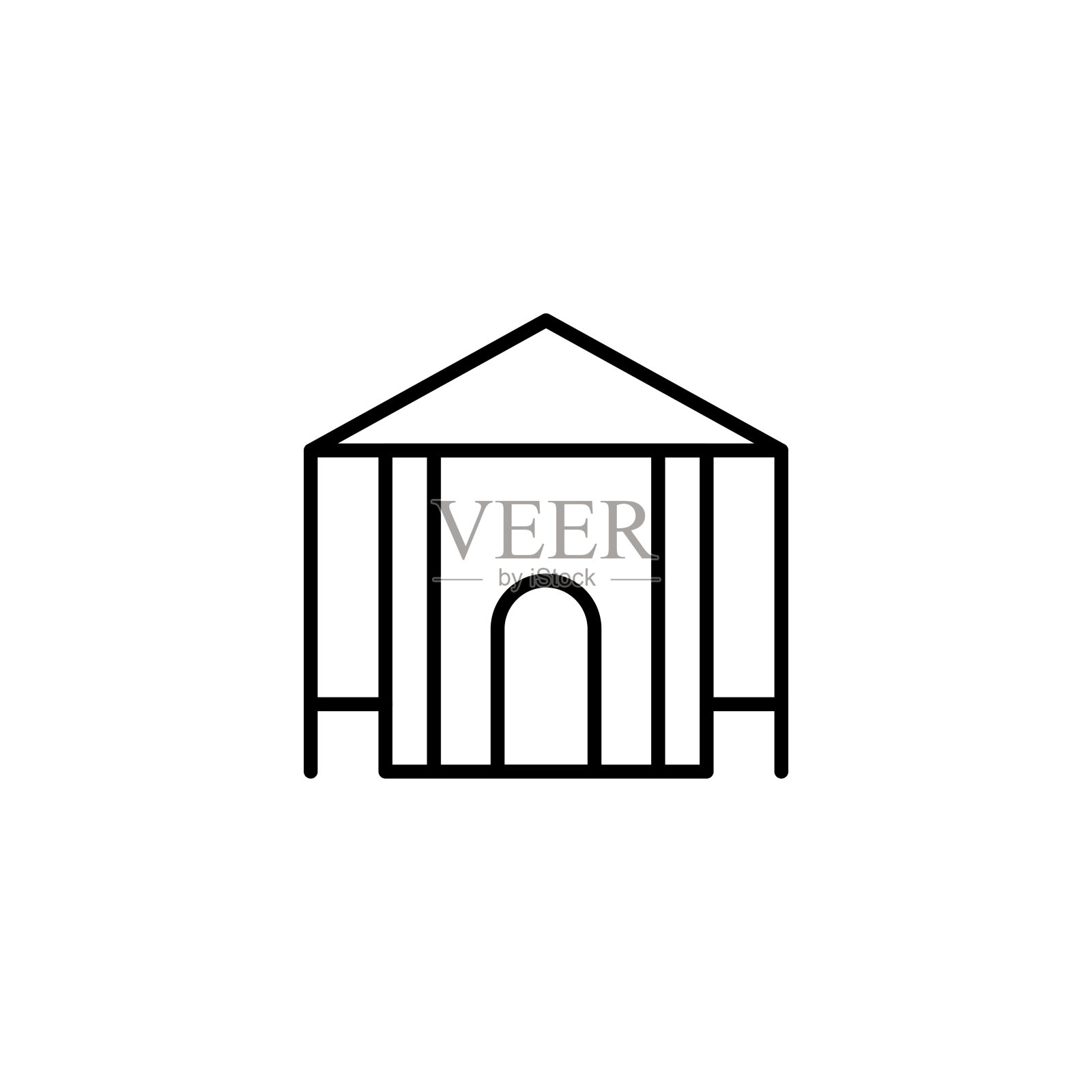 简单的建筑线条图标。插画图片素材