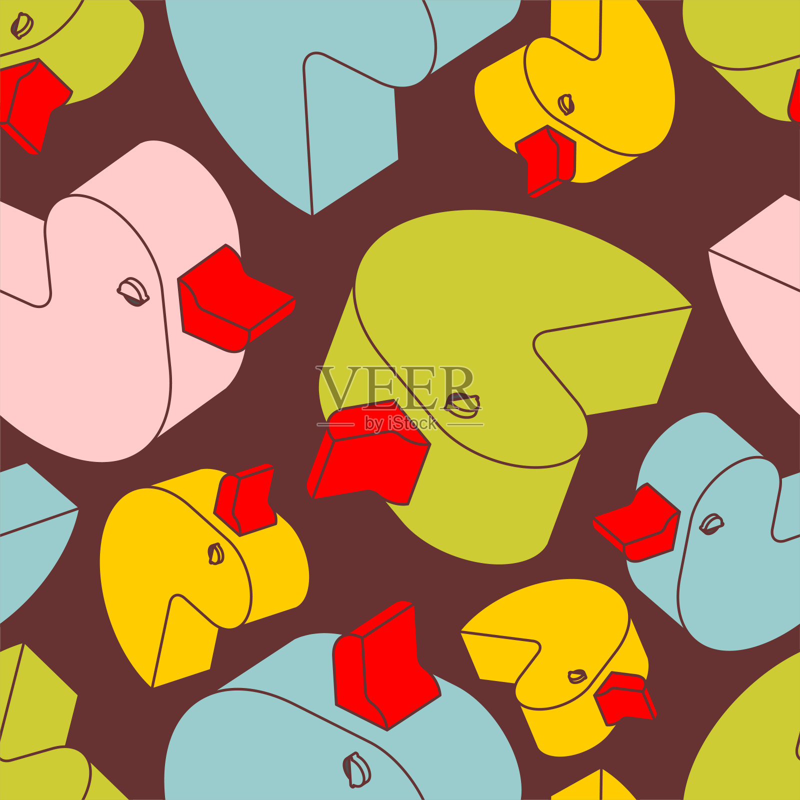 鸭胶图案无缝。等距玩具背景。儿童布textureA插画图片素材