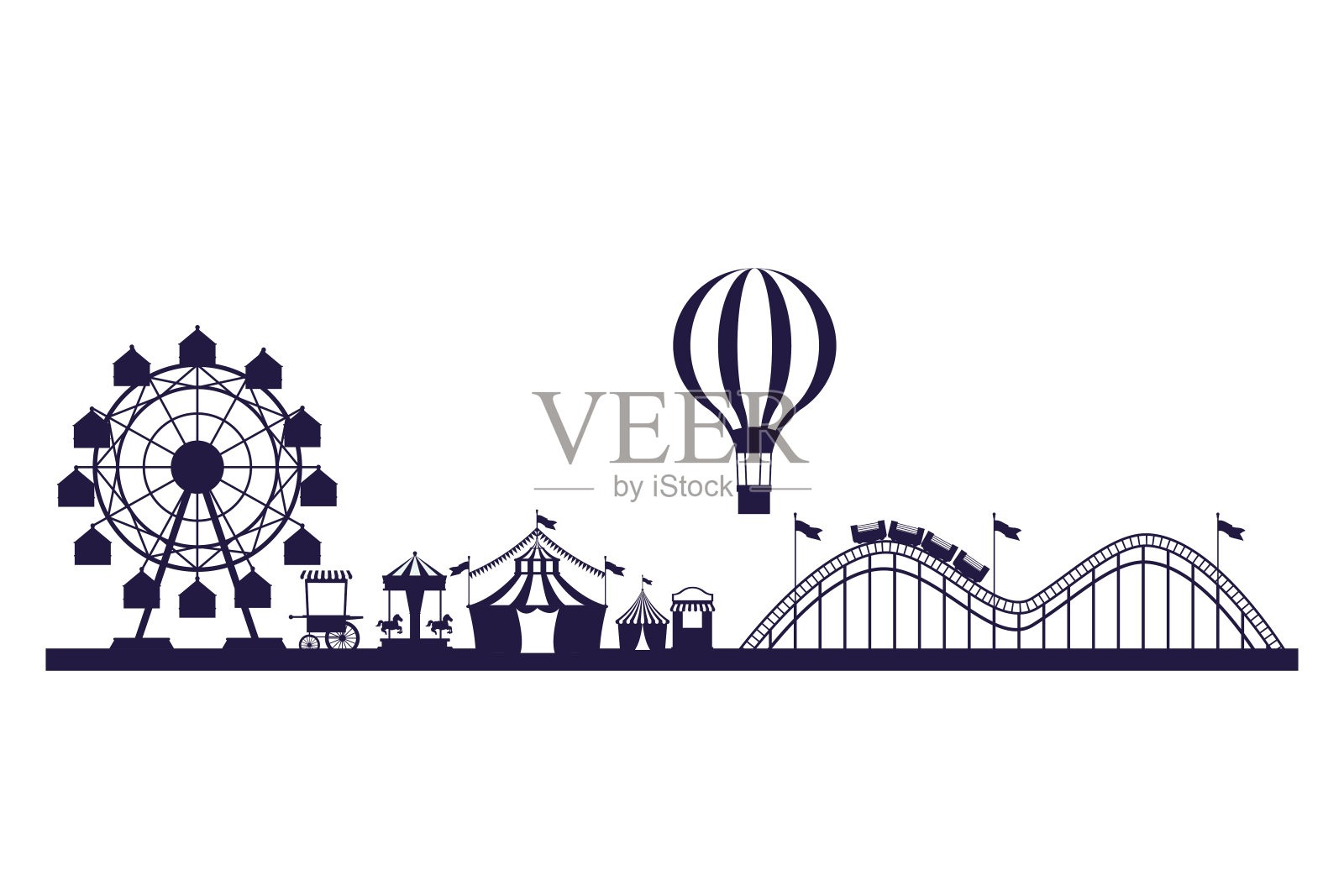 马戏节fair风景蓝和白色的颜色插画图片素材