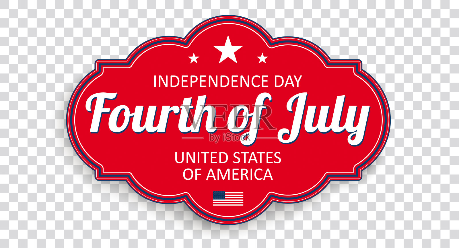 7月4日经典标签透明头插画图片素材