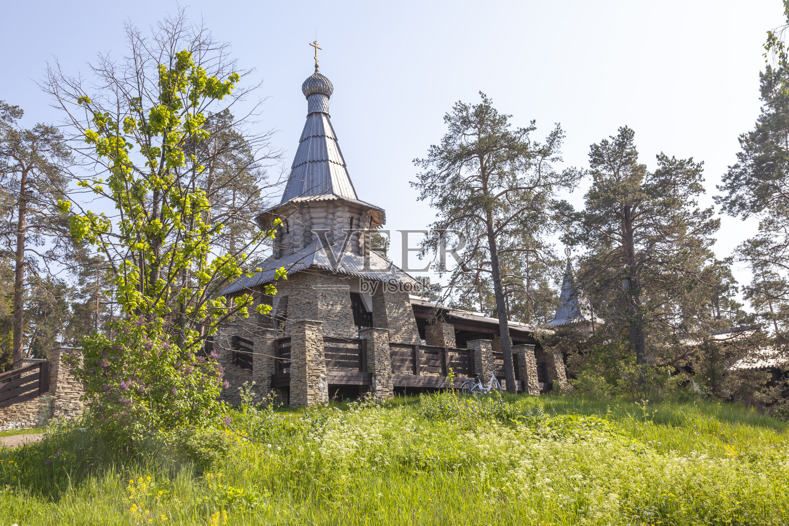 维拉姆岛。卡累利加Monastyrsky岛所有Valaam圣徒的教堂照片摄影图片