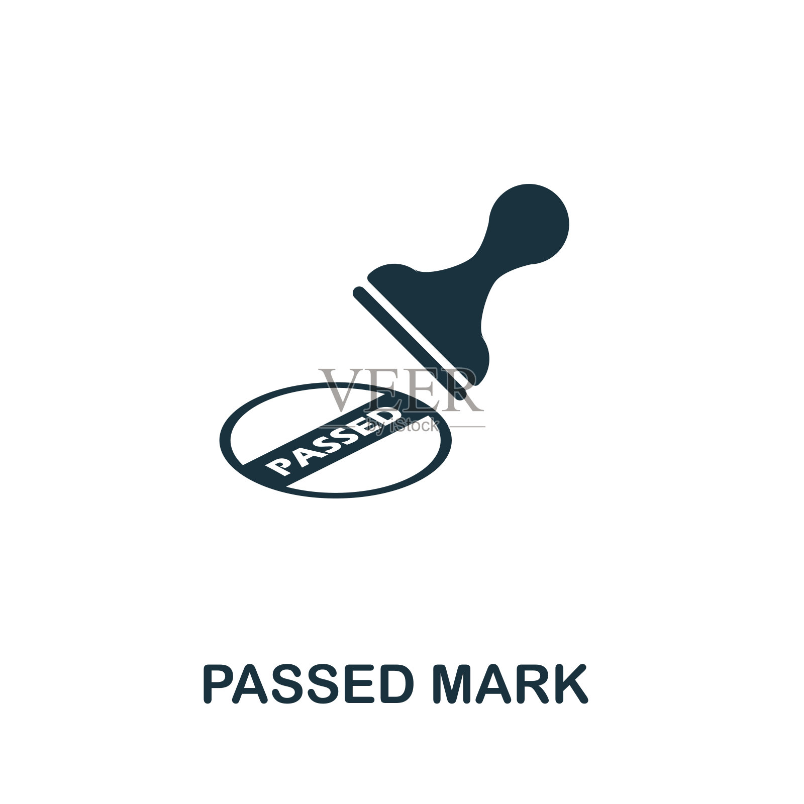 传递标记矢量图标符号。创意标志从质量控制图标收集。填充平面传递标记图标的电脑和移动插画图片素材