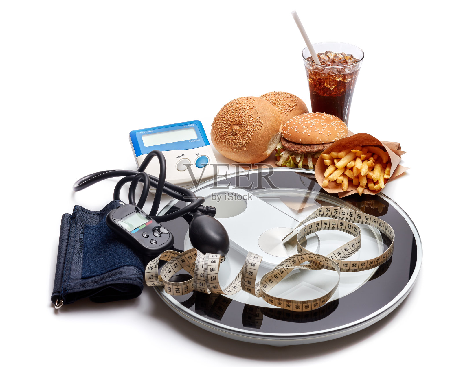 快餐与健康的概念照片摄影图片