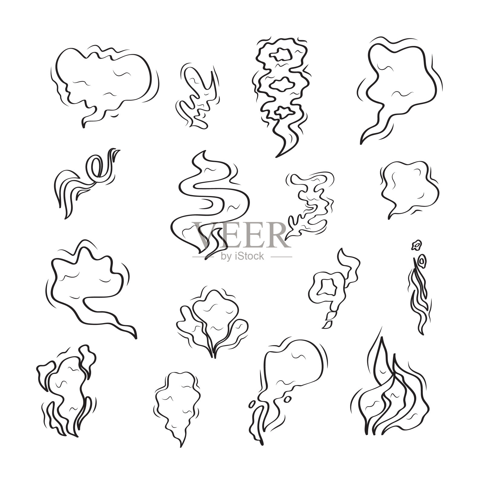 集烟云于素描勾勒风格插画图片素材