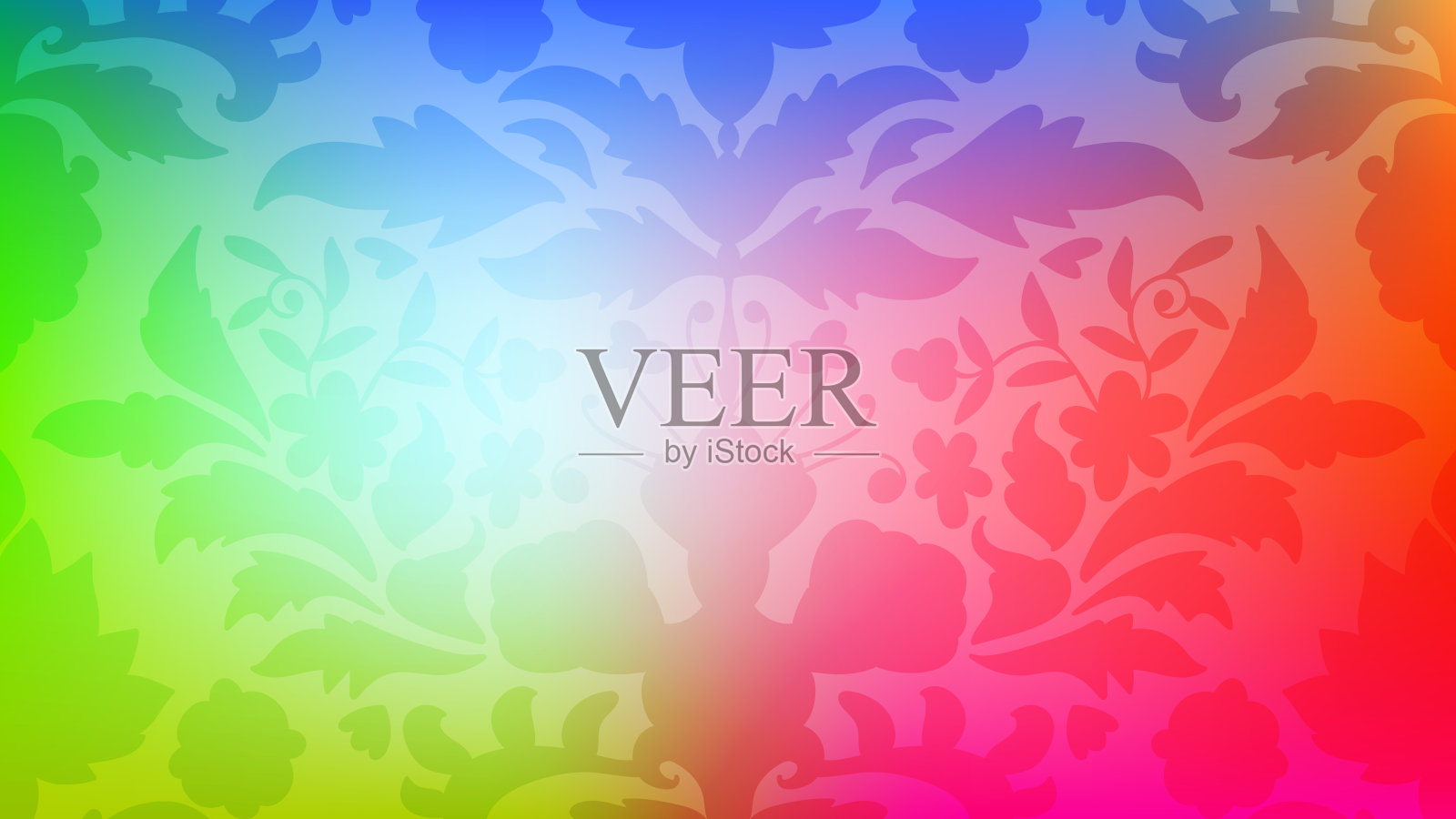 彩色现代模糊梯度卡与花,锦缎。插画图片素材