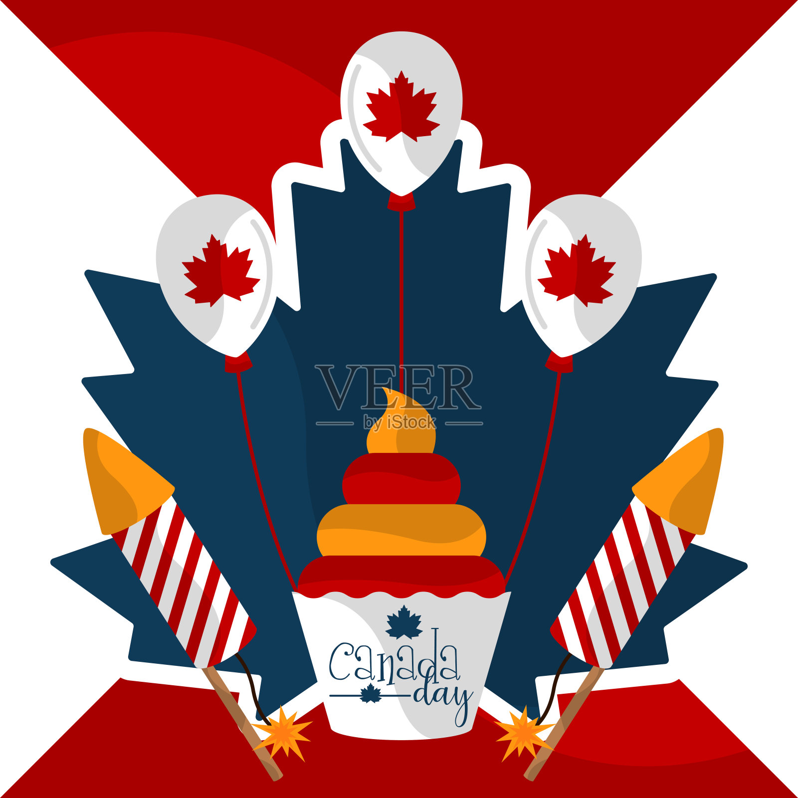 快乐加拿大日平面设计插画图片素材