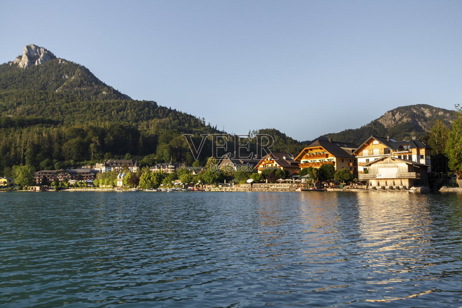 2019年,奥地利萨尔茨卡默古特福斯奇湖照片摄影图片