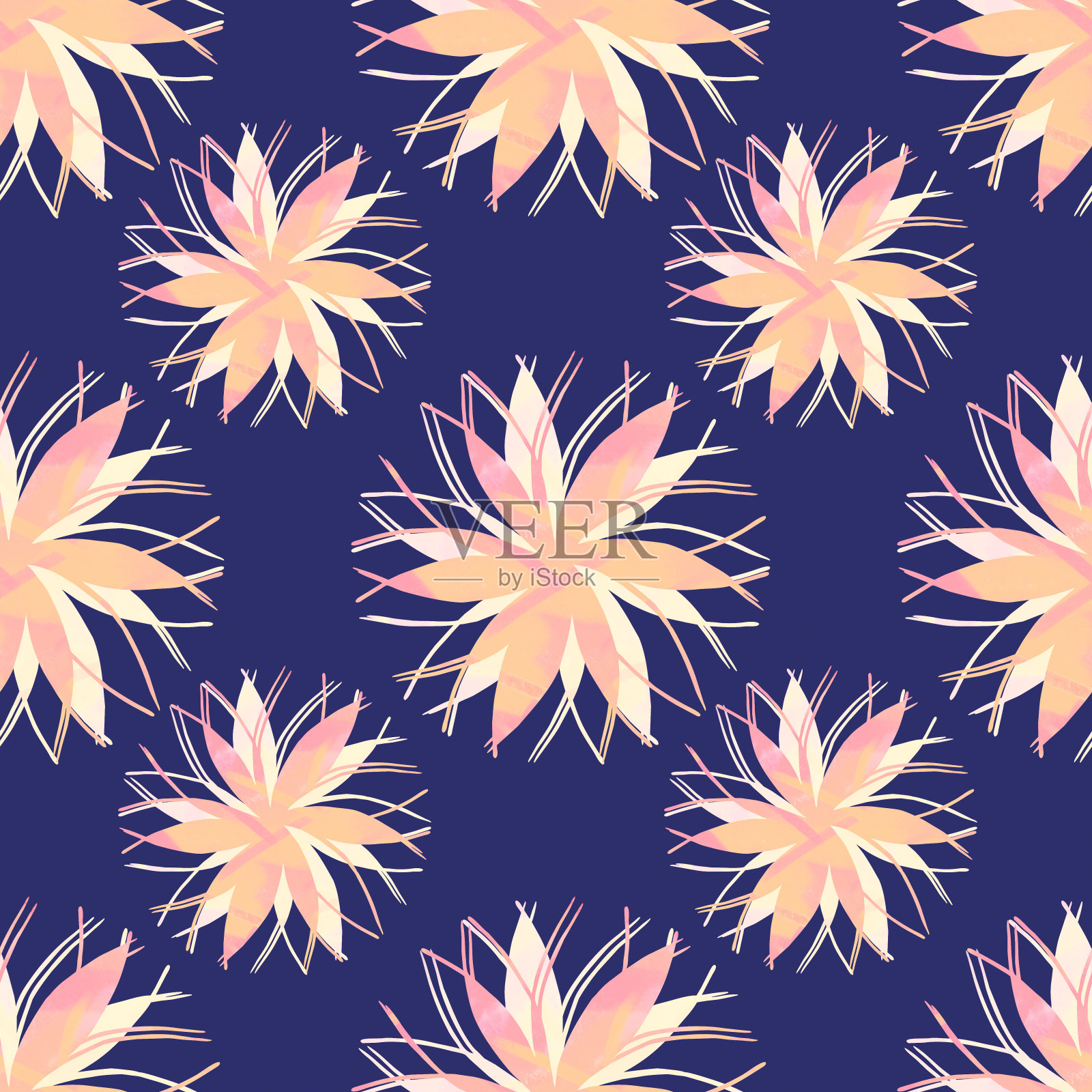 莲座无缝图案2。插画图片素材