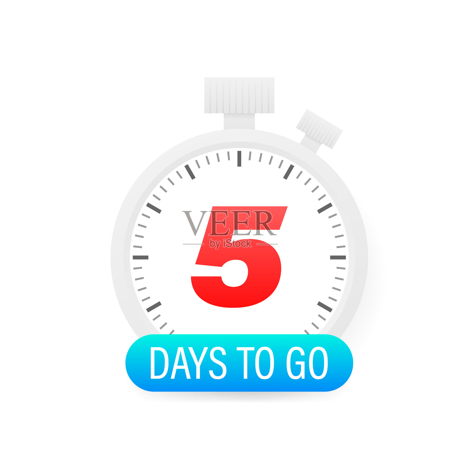 五天去计时器图标上的白色背景。插画图片素材