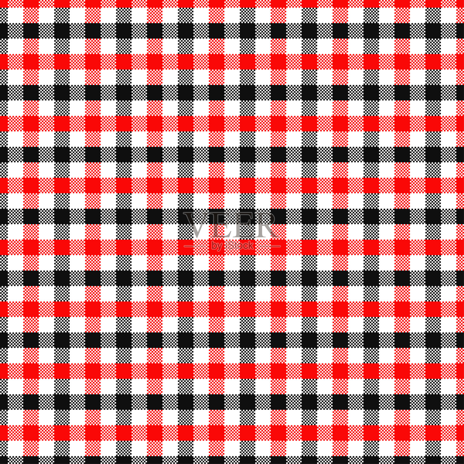黑色和红色格子图案。插画图片素材