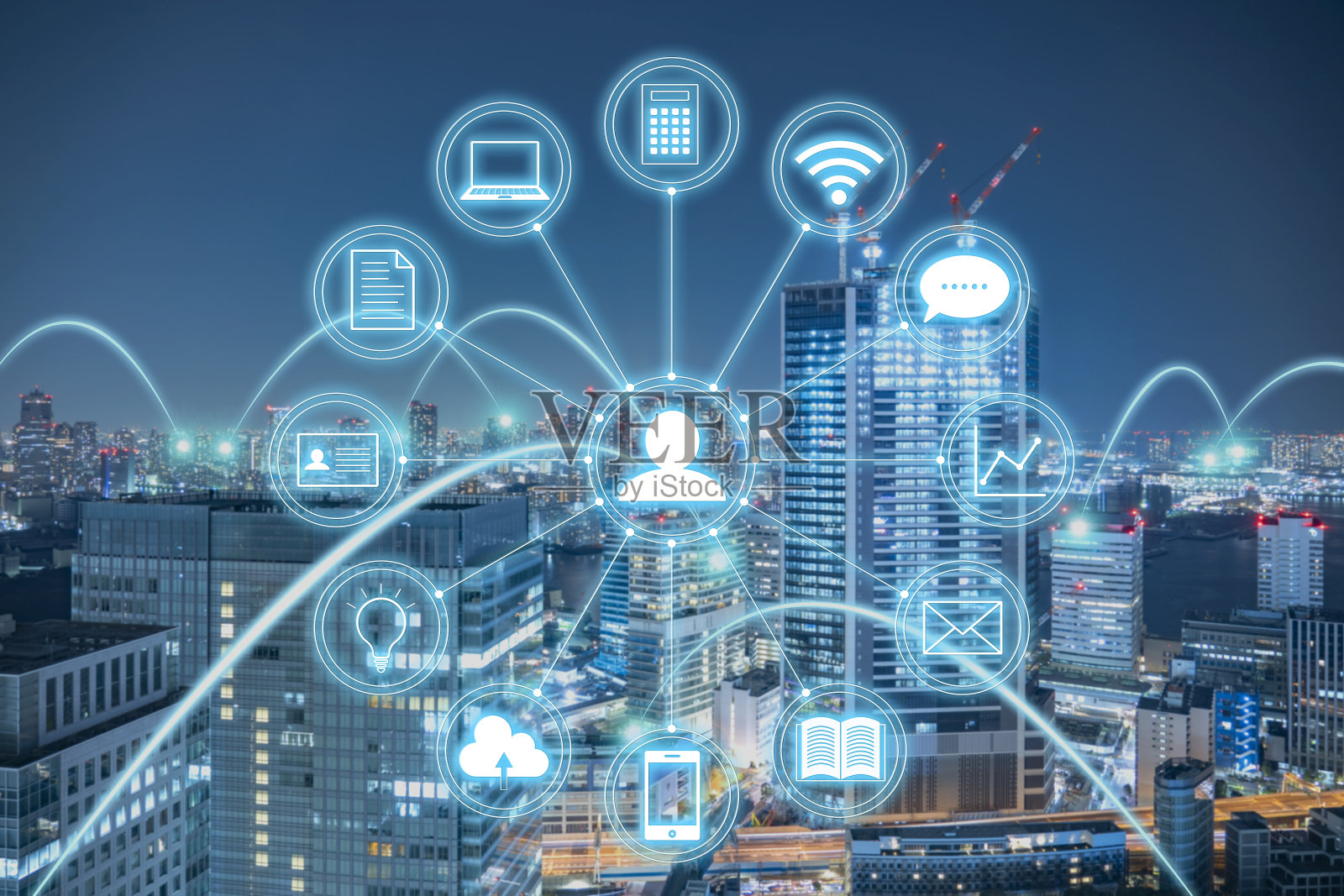 Internet网络连接与图标照片摄影图片