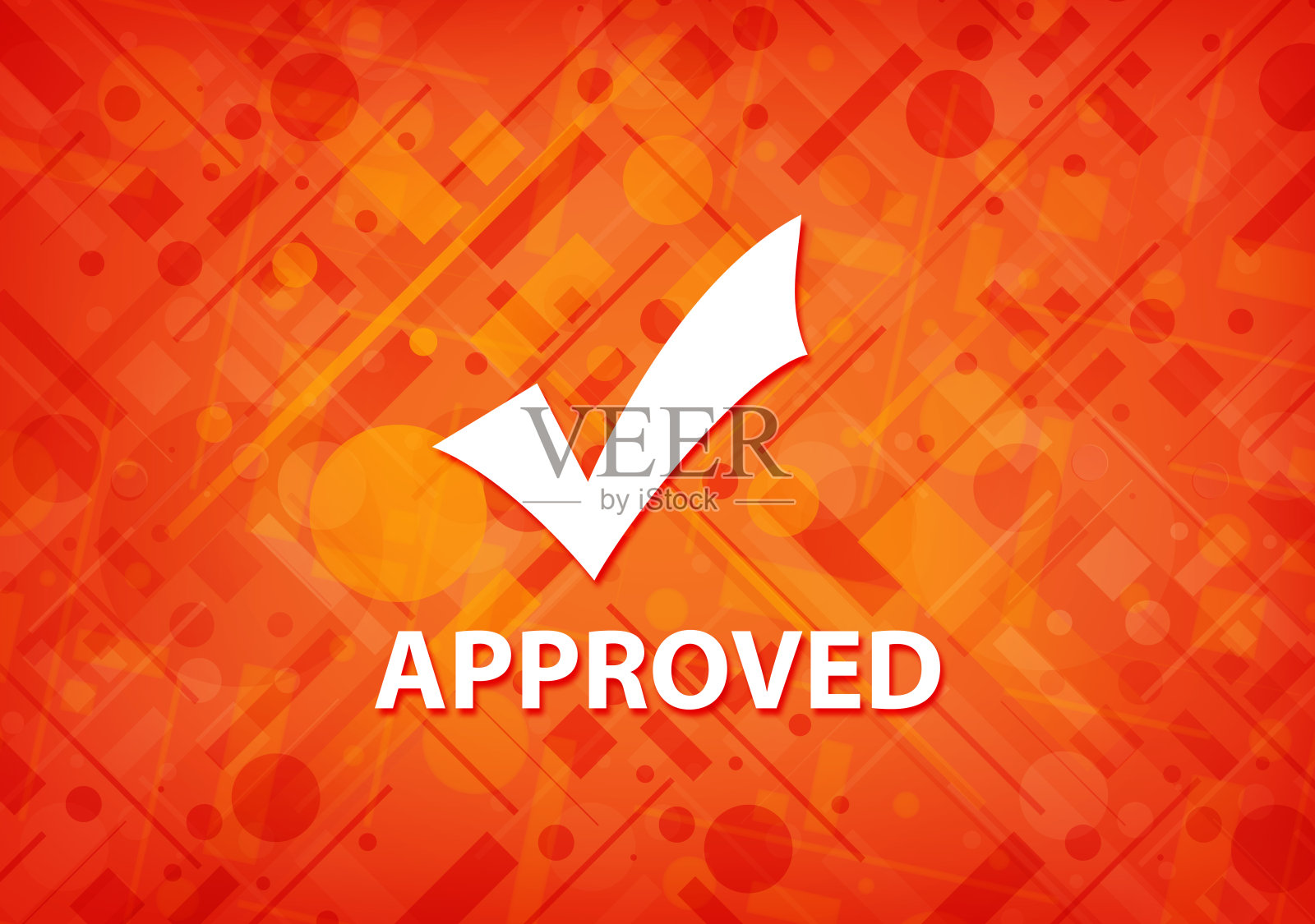 已批准(验证图标)橙色背景插画图片素材