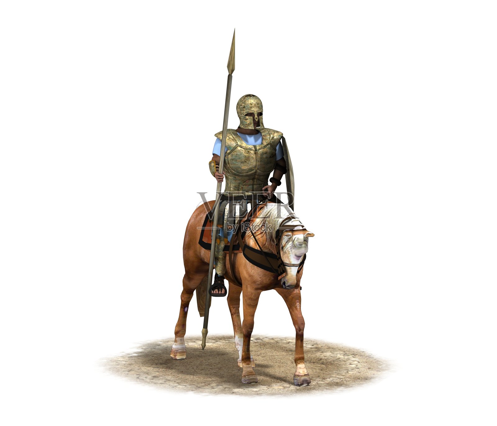 3d渲染,骑士,战士在马背上,插图照片摄影图片