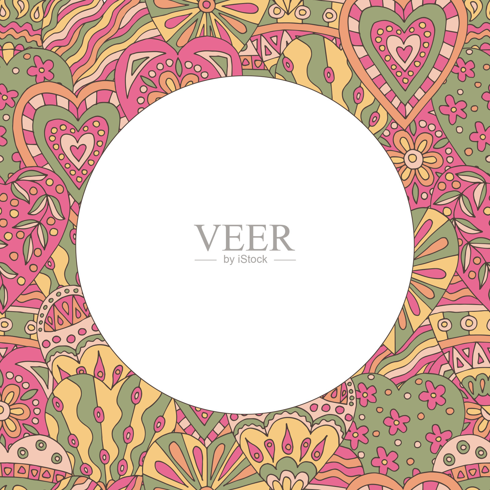 框架的抽象涂鸦心脏插画图片素材