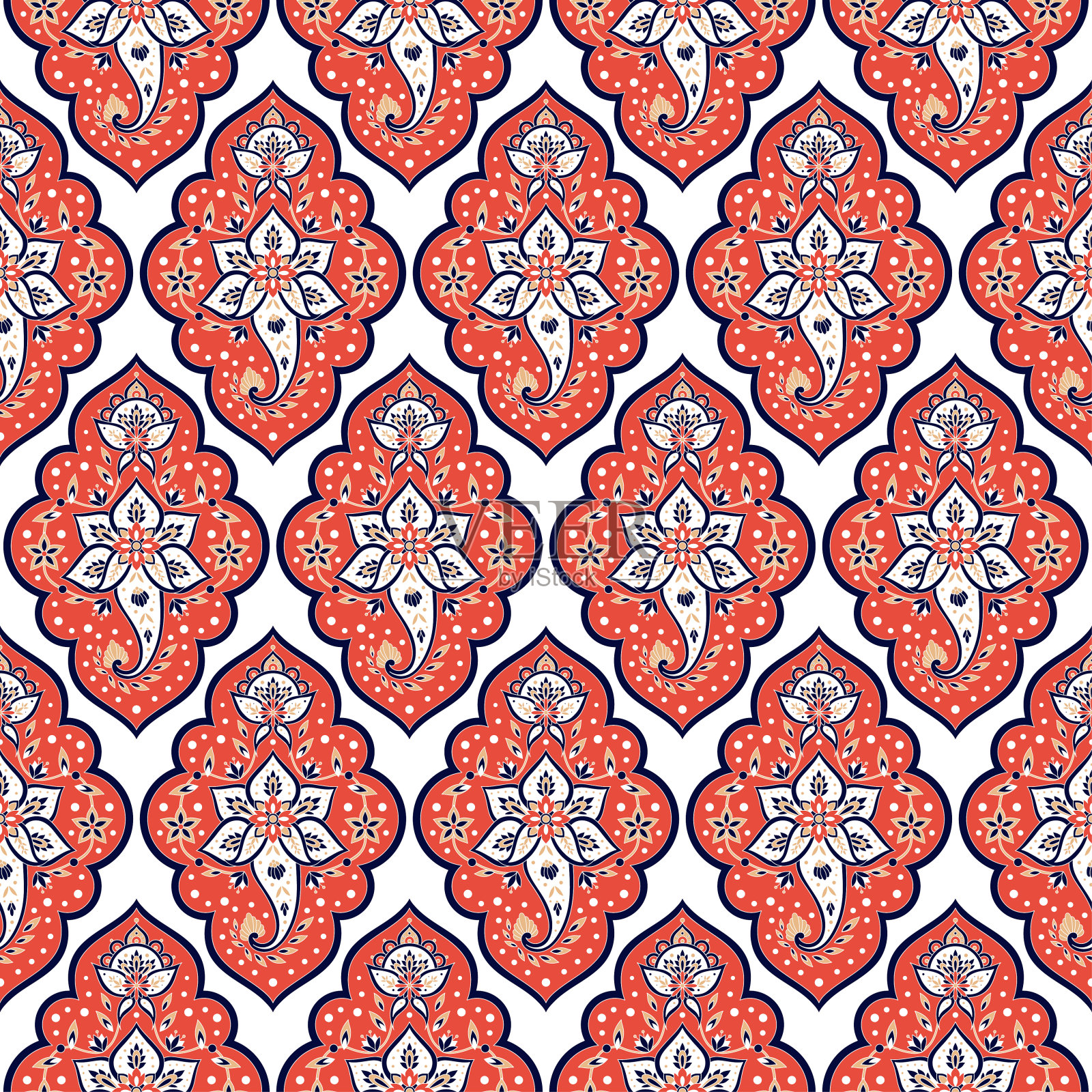 印度涡纹向量无缝。花arabesque圆形图案印花。复古花卉民族饰品。伊斯兰边饰设计用于妇女围巾、窗帘纺织品、墙纸、地毯、毛毯。插画图片素材