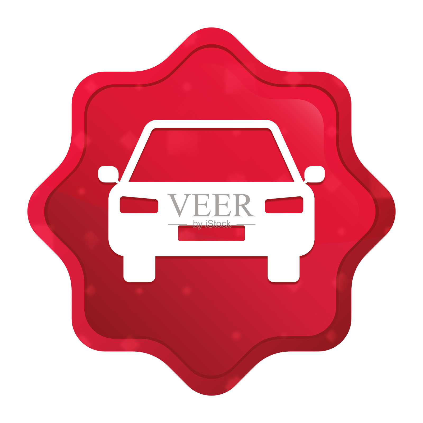 汽车图标朦胧玫瑰红星爆贴纸按钮插画图片素材