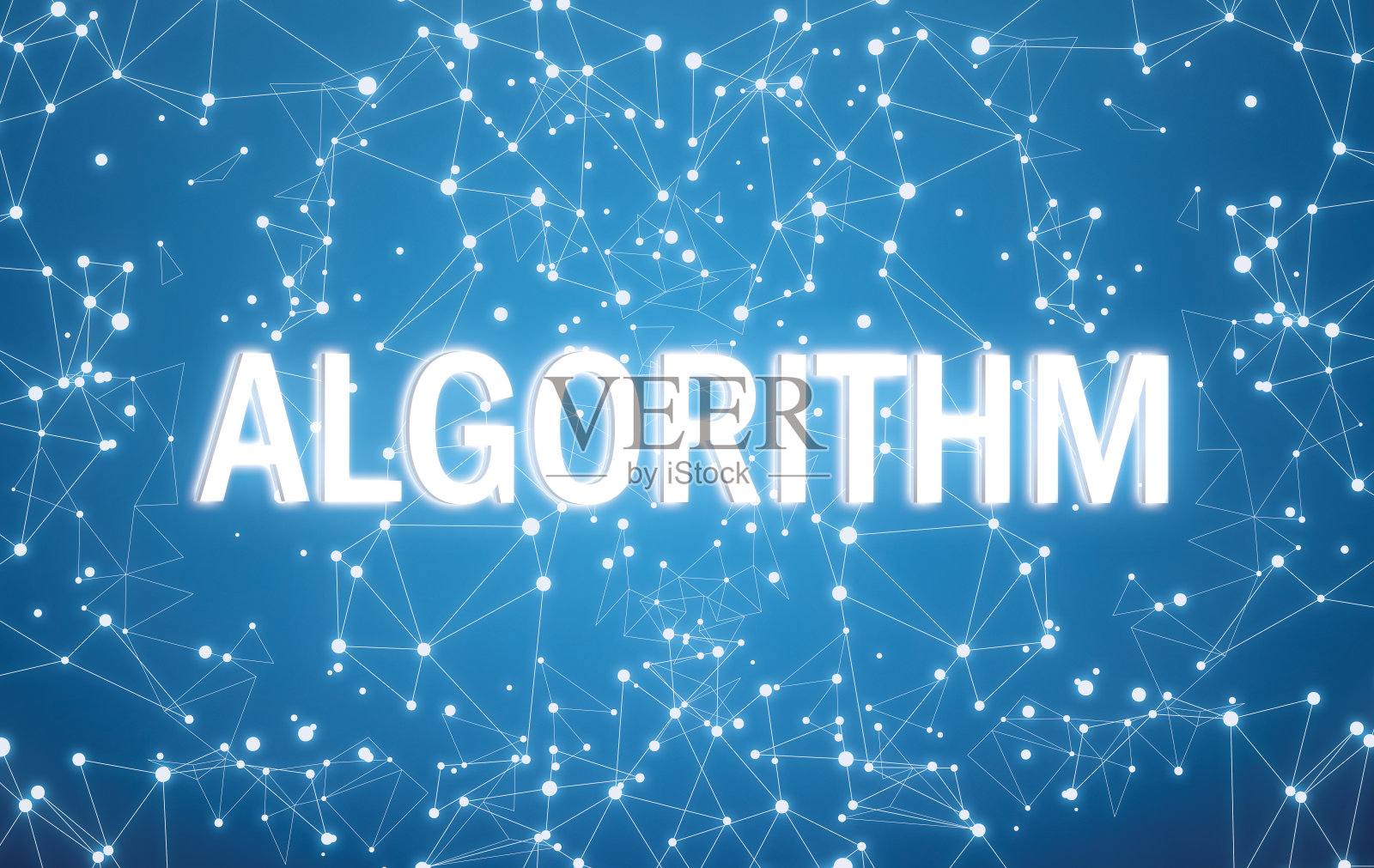 基于数字接口和蓝色网络背景的算法插画图片素材