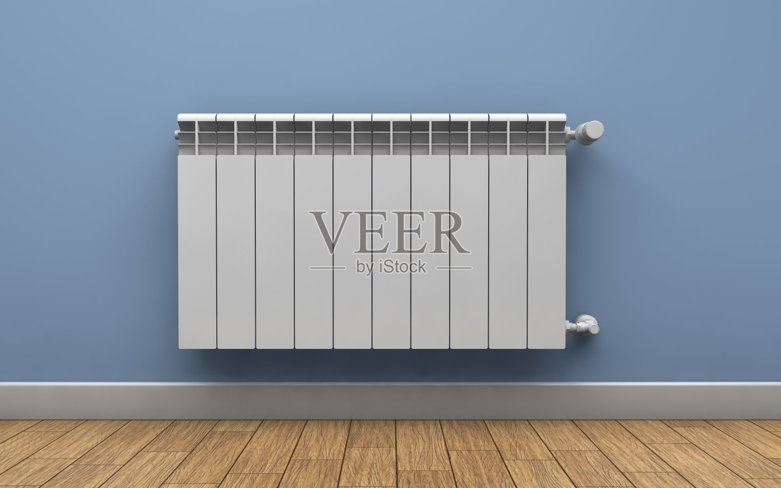墙上的暖气散热器。三维渲染照片摄影图片