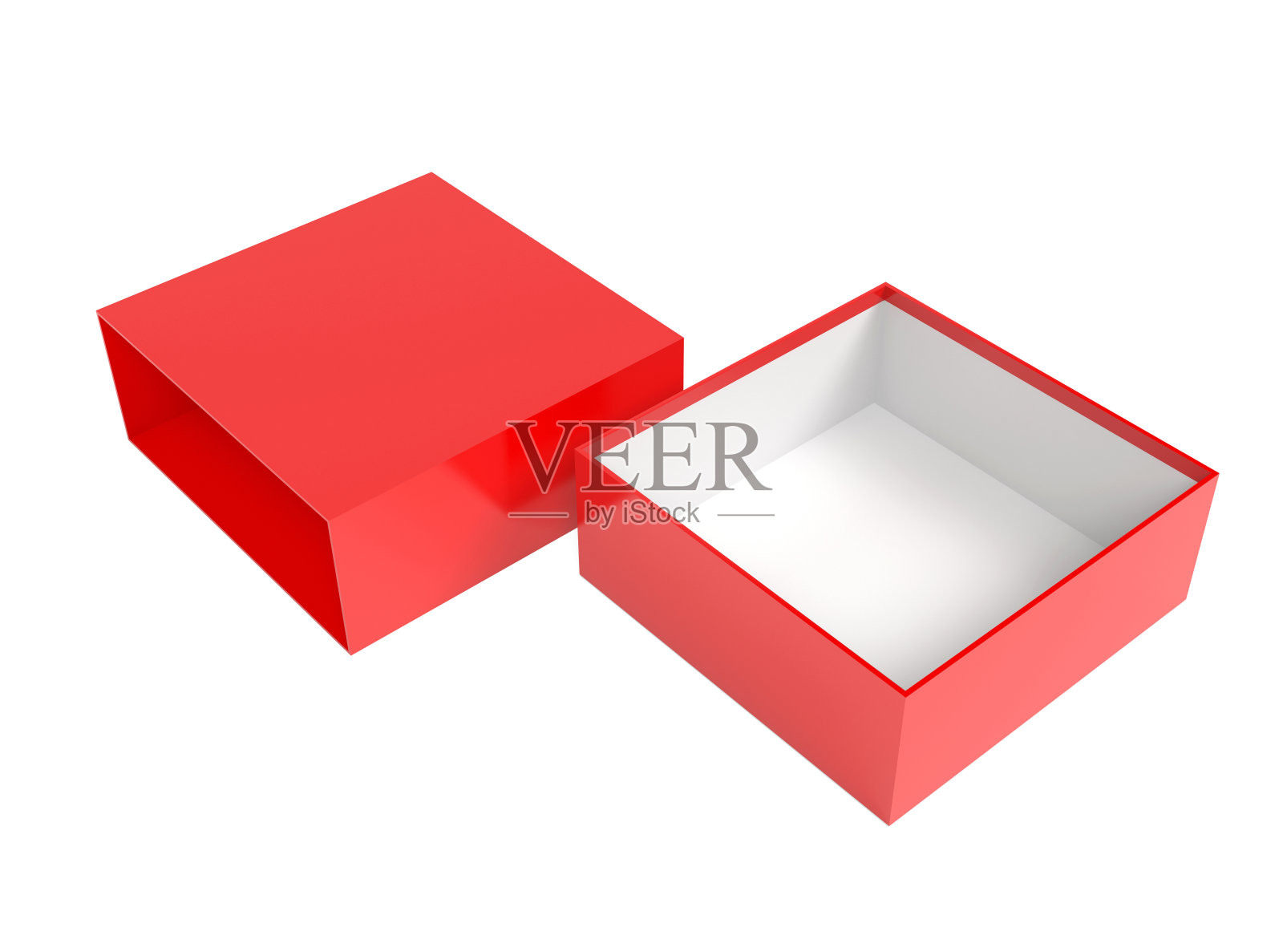 开放的红盒子。礼盒模型。3 d渲染图照片摄影图片