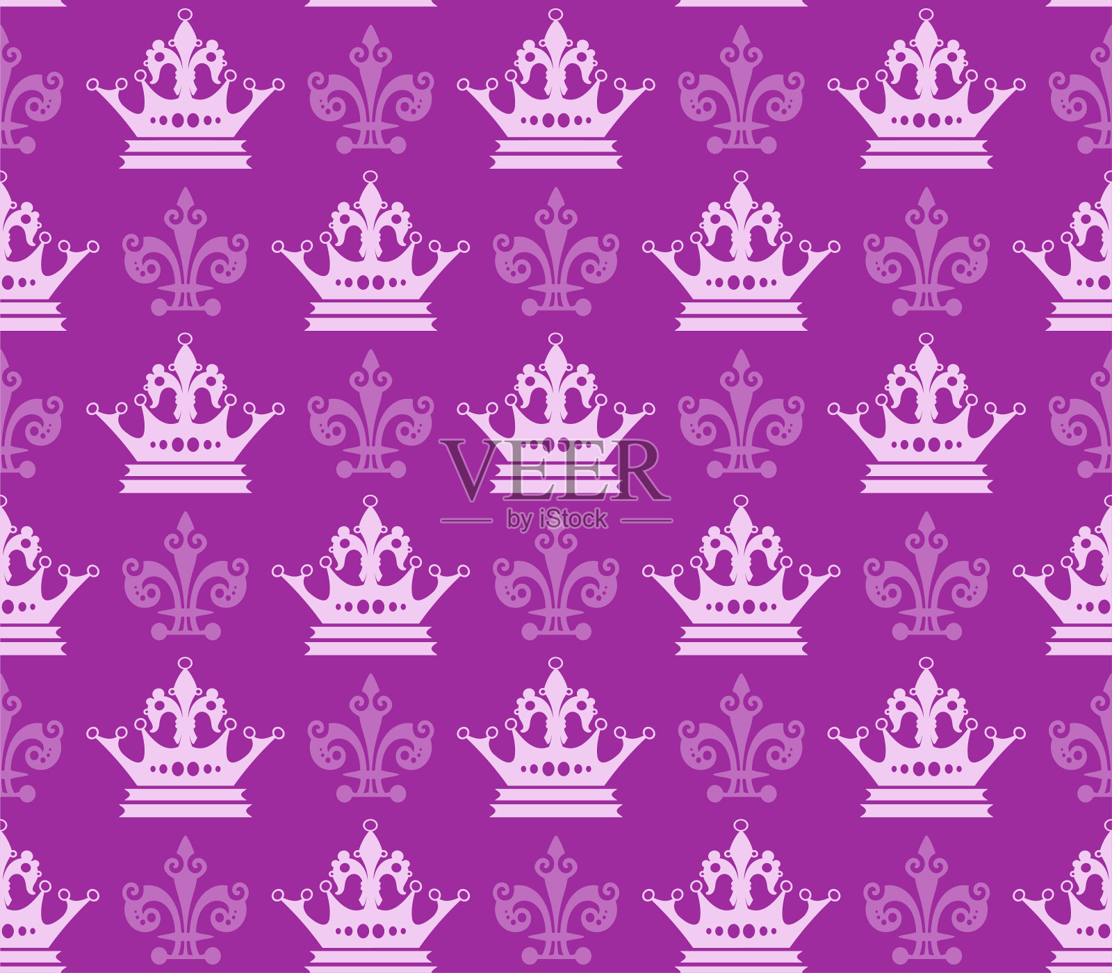 紫色无缝图案,复古风格插画图片素材