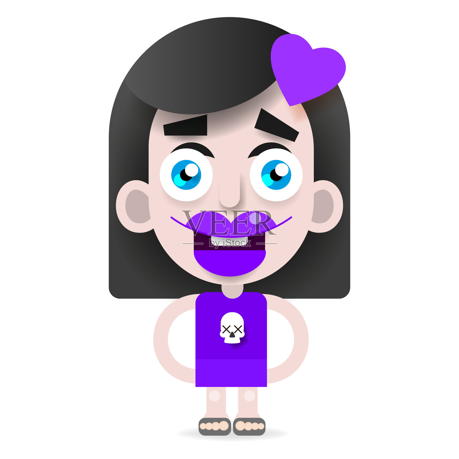 卡通女孩矢量插图在白色的背景设计元素图片