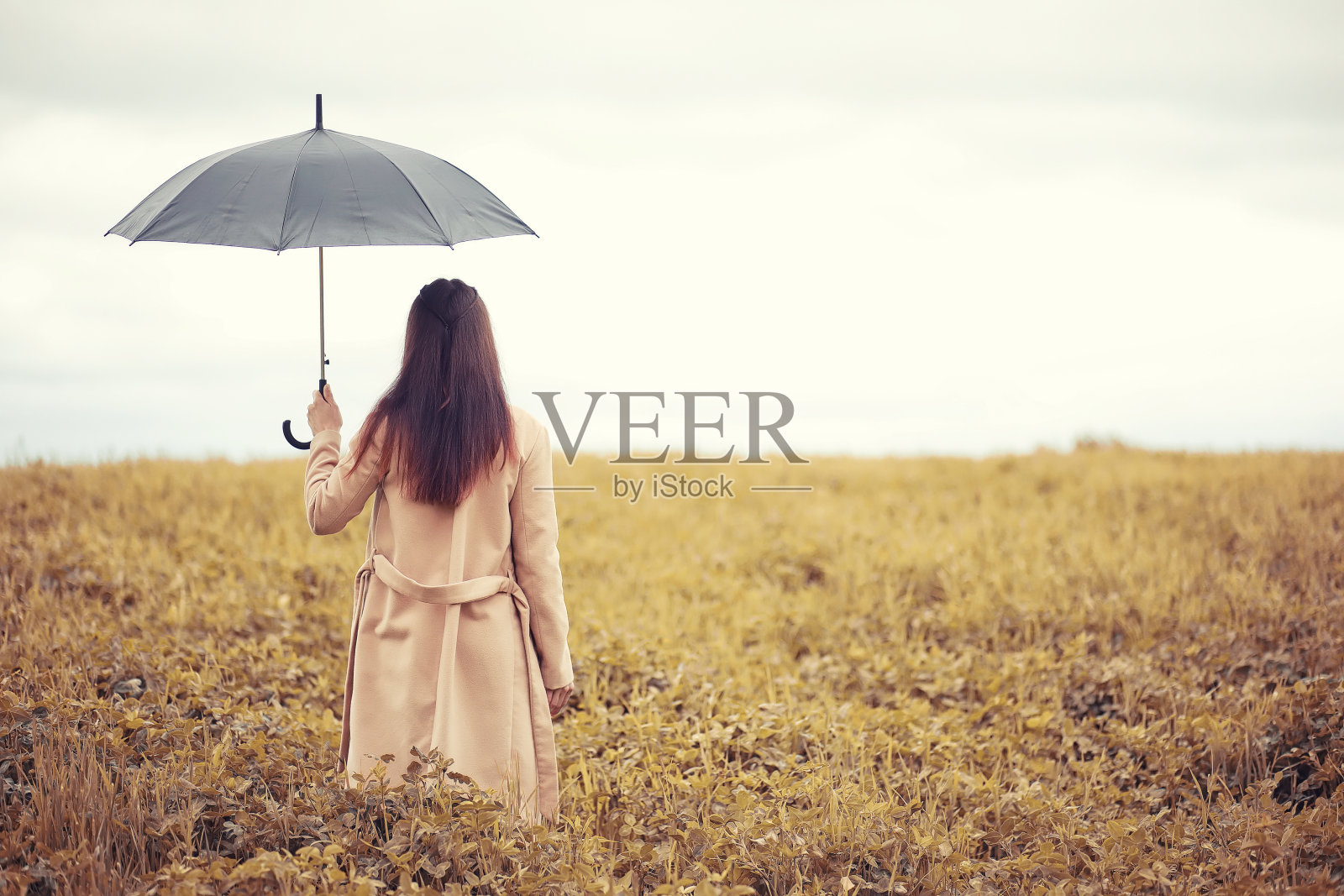 秋天公园里的小女孩照片摄影图片