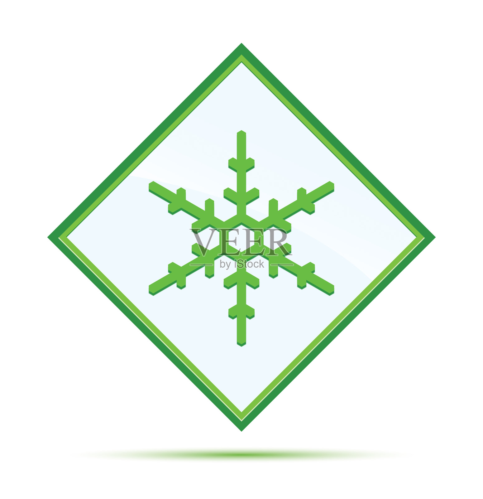 雪花图标现代抽象绿色钻石按钮插画图片素材