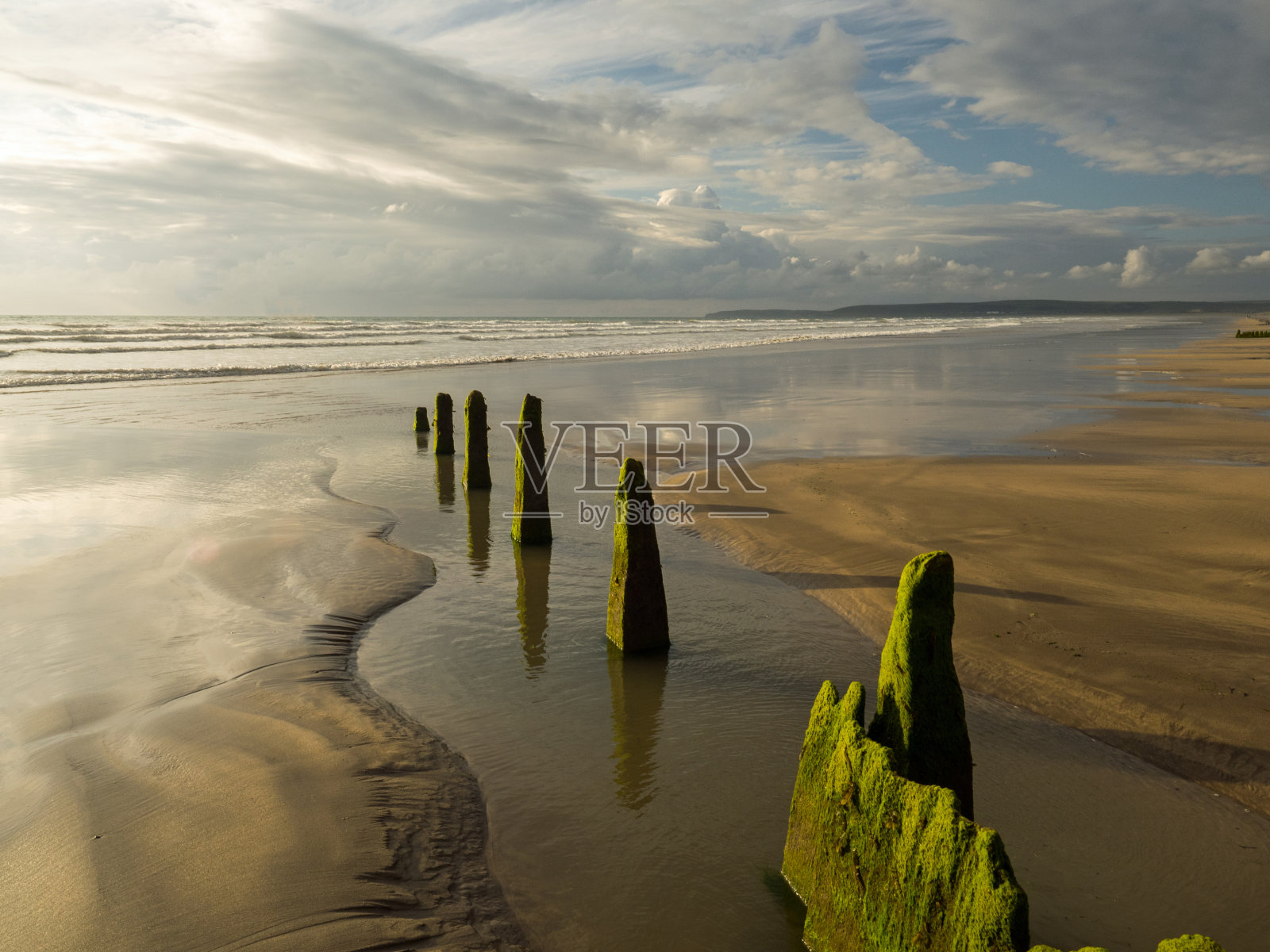 向西!英格兰德文郡的海滩格罗讷照片摄影图片