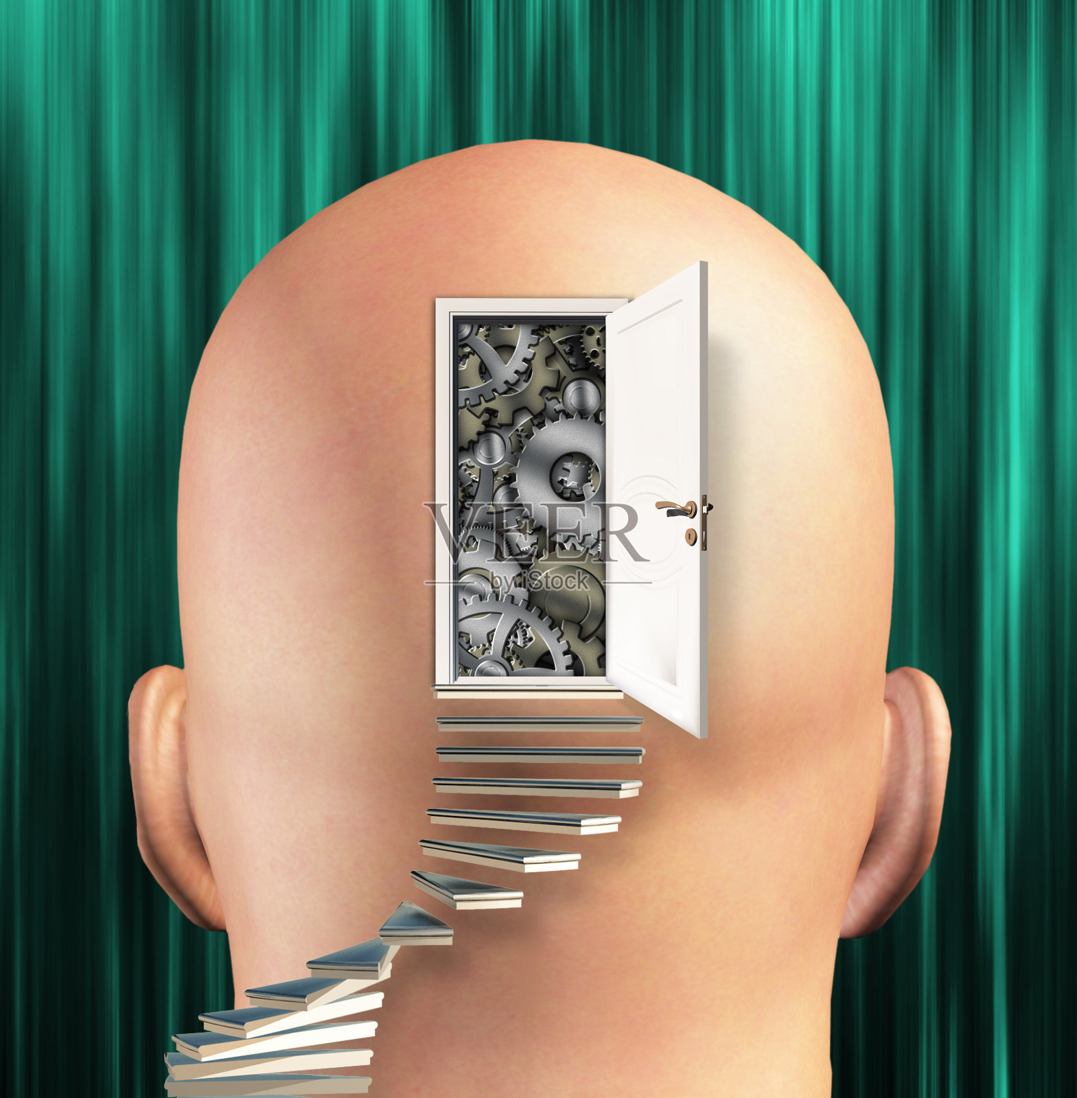 门口打开齿轮的思想照片摄影图片