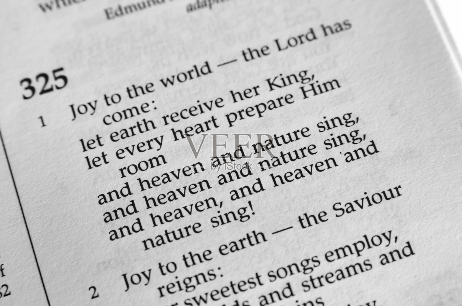 圣诞颂歌“欢乐给世界”来自爱尔兰长老会赞美诗照片摄影图片